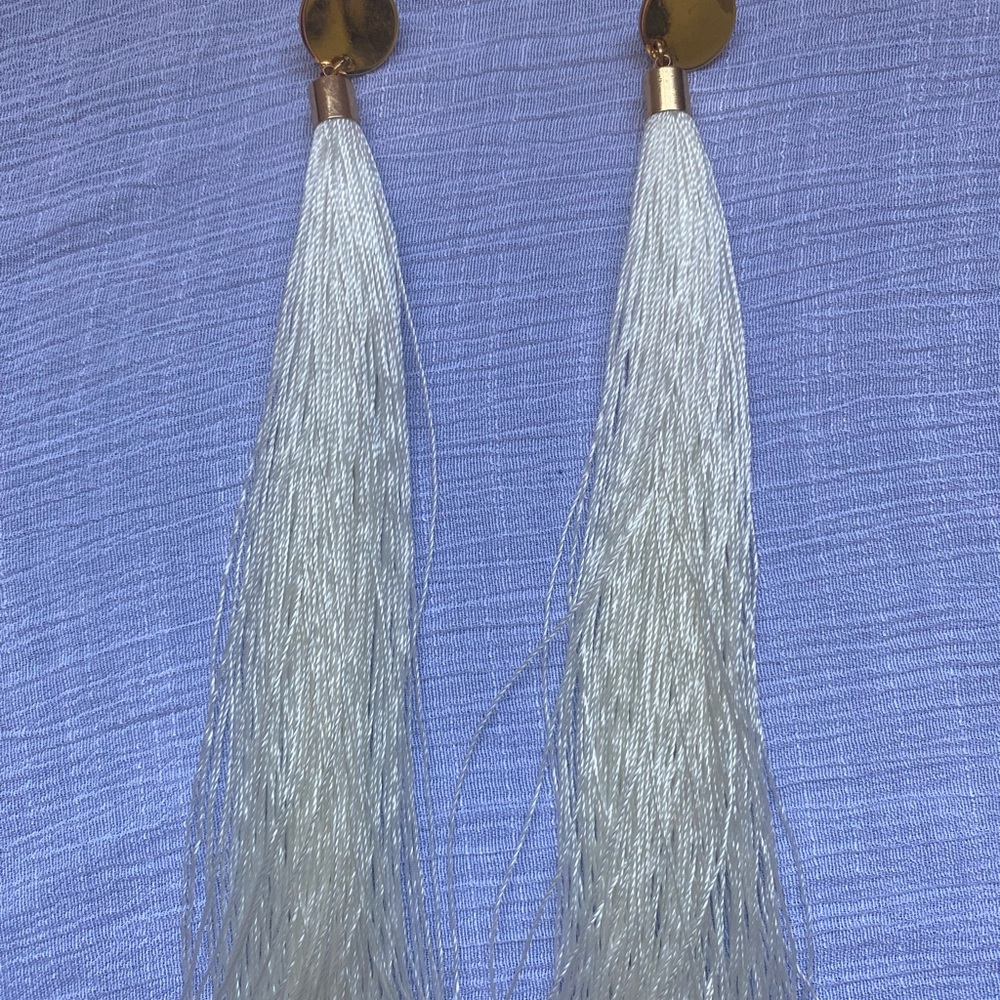 Elegant White Tassel Earrings